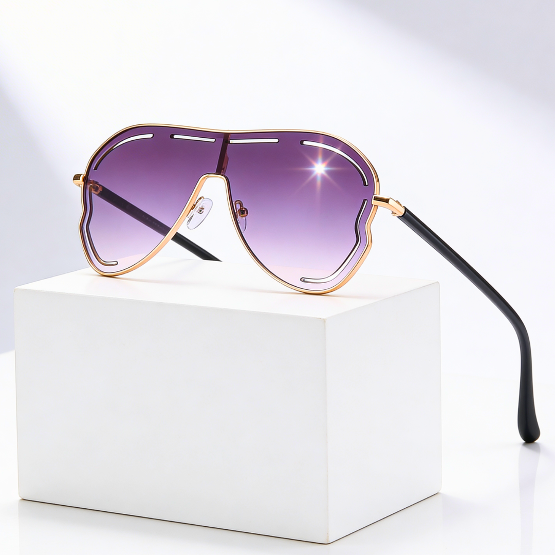 DAHLIA SHIELD | Shield Gradient Aviator Sunglasses | UV400 Gold