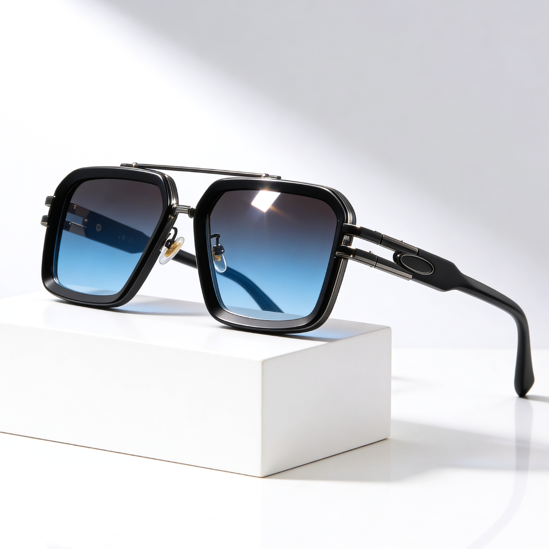GRID MASTER | Flat-Lens Square Sunglasses | UV400 Metal Detail