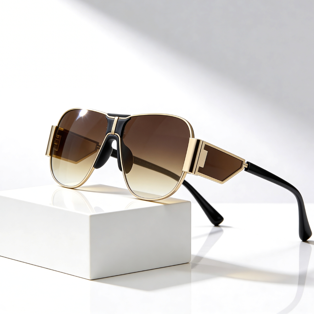 AMALFI SHIELD | Oversized Shield Aviator Sunglasses | UV400
