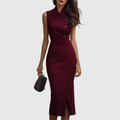 RUBY | Burgundy Sleeveless Midi Dress