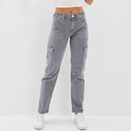 MARIS | High-Waist Straight-Leg Cargo Denim Jeans for Women