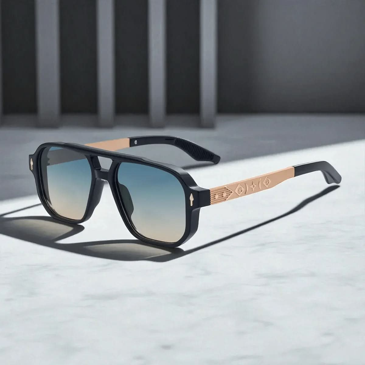KAIRO CIPHER | Engraved Angular Sunglasses | UV400 No Logo