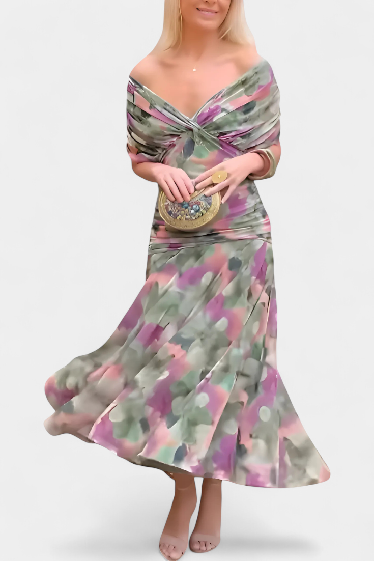 FREYA | Flowing Floral V Neck Dress