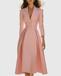 CERYTH | Elegant Pleated Blazer Midi Dress