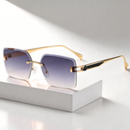MILANO RIMLESS | Gold Rimless Square Sunglasses | UV400 Luxury