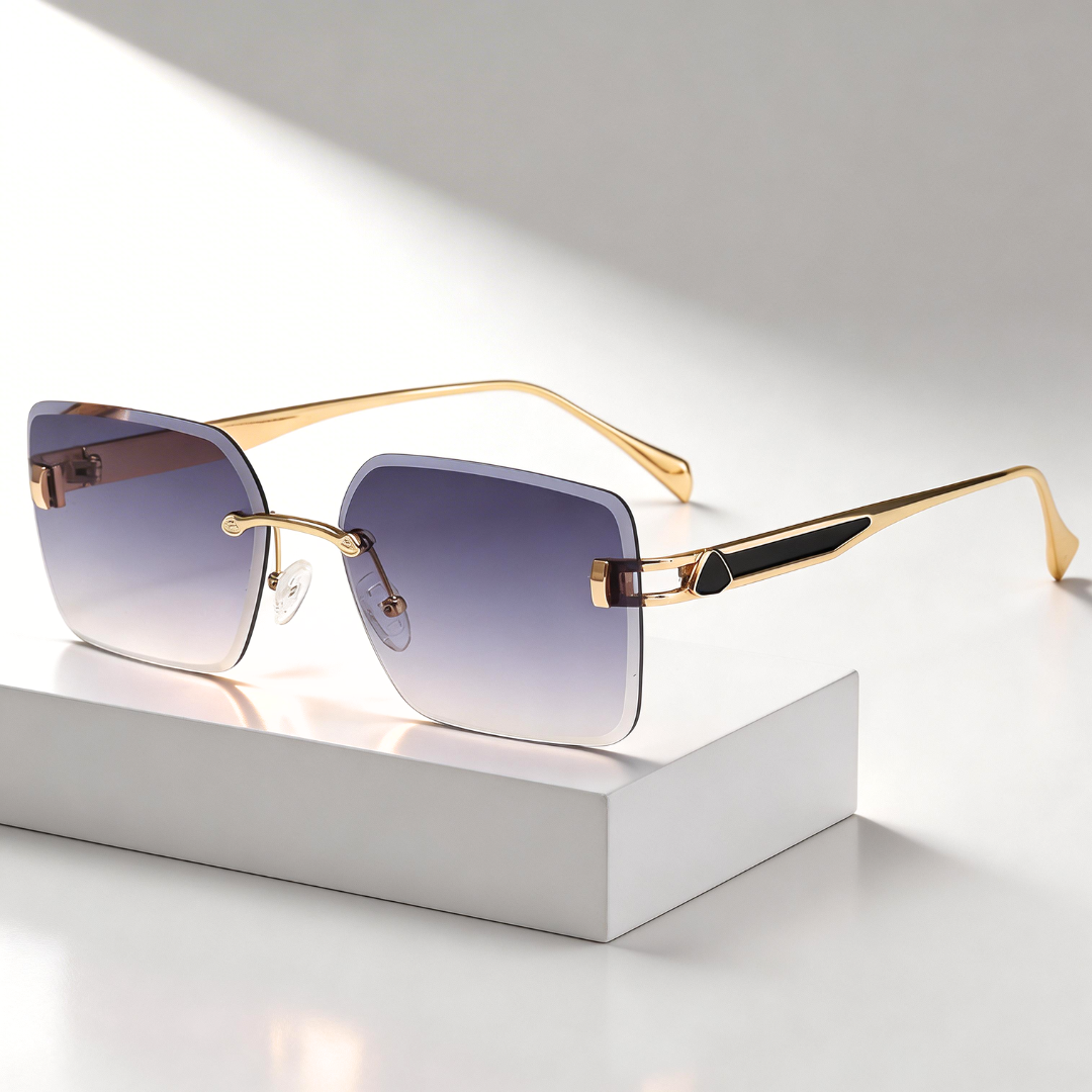 MILANO RIMLESS | Gold Rimless Square Sunglasses | UV400 Luxury
