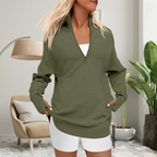 QUINN | Cozy Long Sleeve Quarter Zip Collared Pullover Sweater