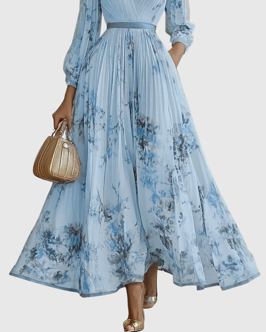 ROWELLA | Elegant Pleated Maxi Dress