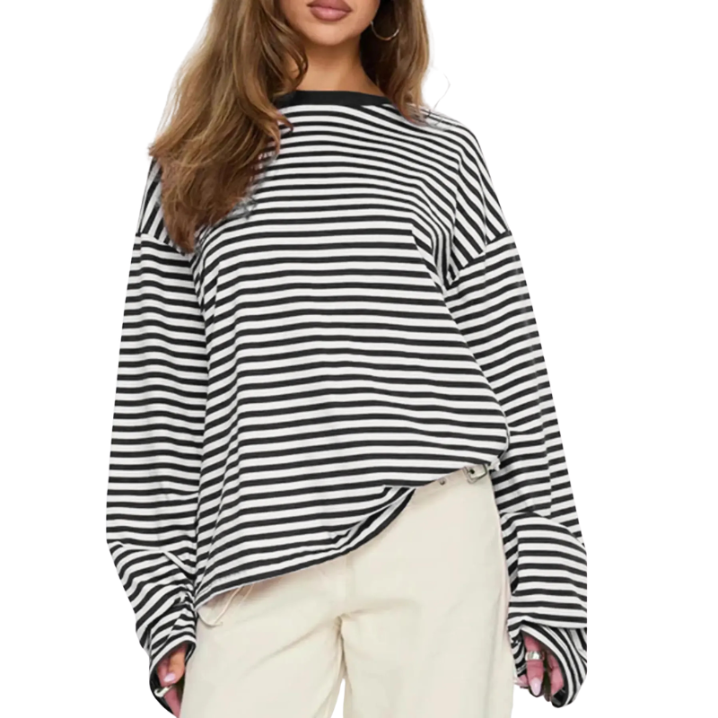 TRACY | Versatile Striped Long Sleeve Shirt