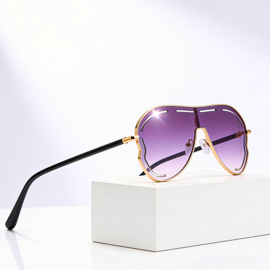 DAHLIA SHIELD | Shield Gradient Aviator Sunglasses | UV400 Gold
