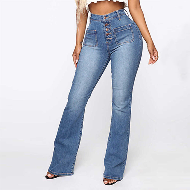 NORELLE | High-Rise Patch-Pocket Wide-Leg Jeans for Women