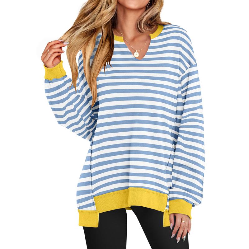 GENEVA | Casual V-Neck Oversized Sweatshirt Lightweight Long Sleeve