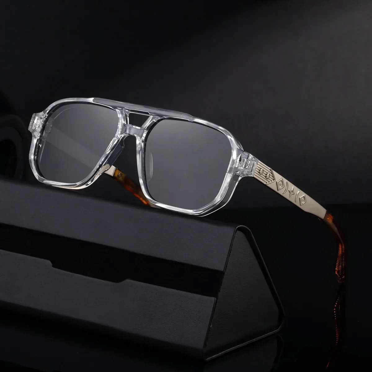 KAIRO CIPHER | Engraved Angular Sunglasses | UV400 No Logo