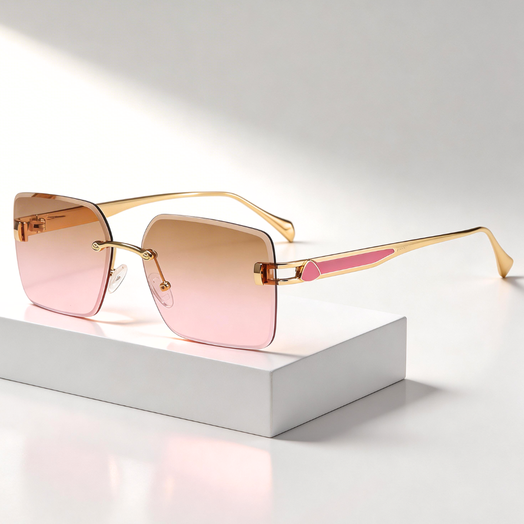 MILANO RIMLESS | Gold Rimless Square Sunglasses | UV400 Luxury