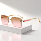 MILANO RIMLESS | Gold Rimless Square Sunglasses | UV400 Luxury