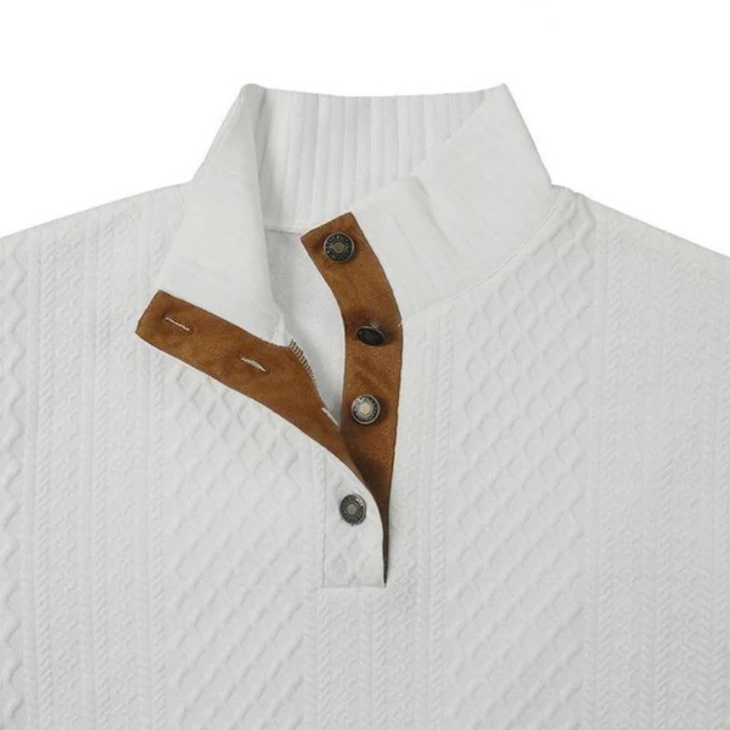 CALVIN | Refined Button-Neck Textured Sweater