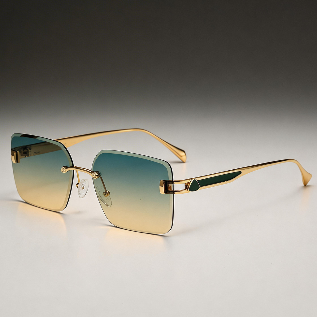MILANO RIMLESS | Gold Rimless Square Sunglasses | UV400 Luxury