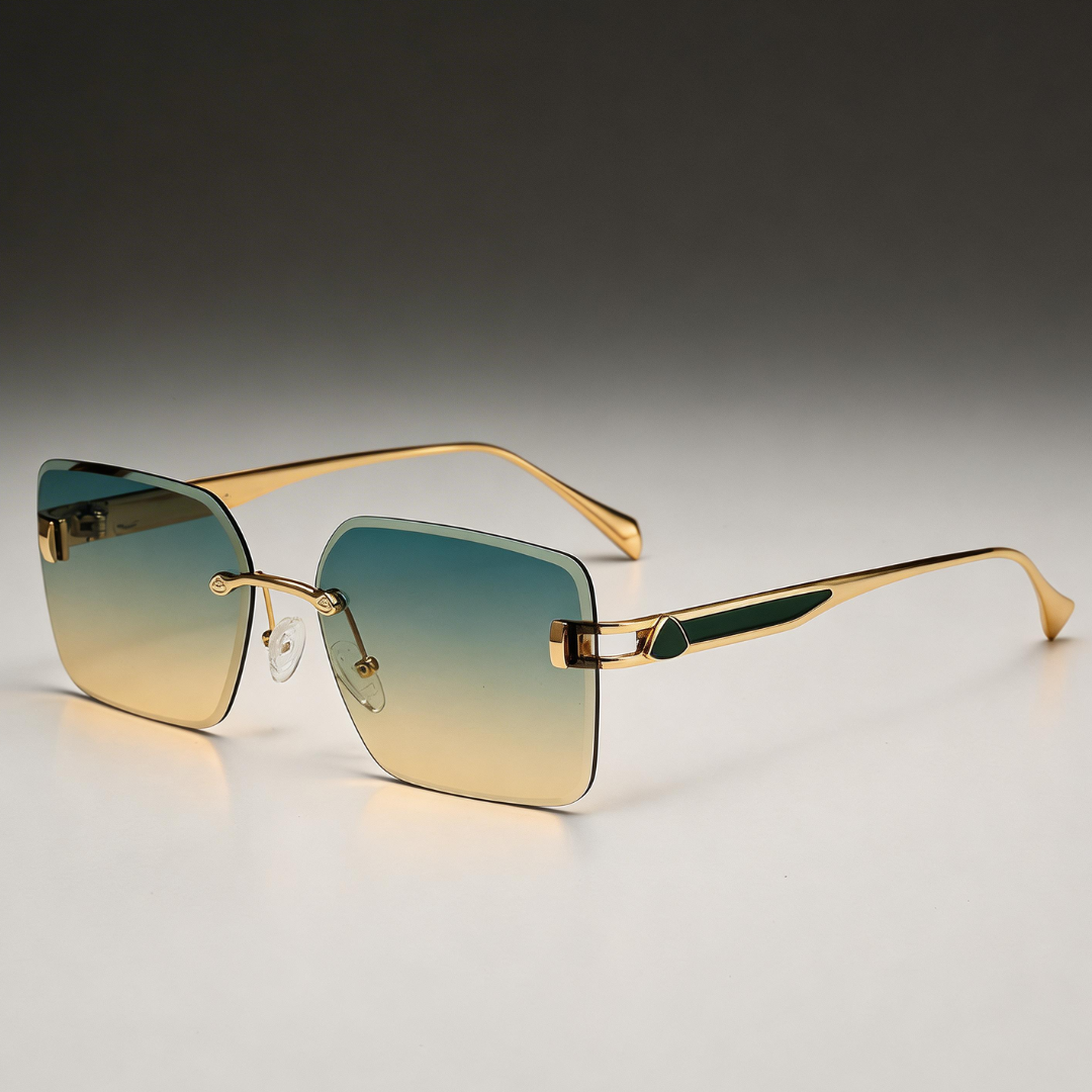 MILANO RIMLESS | Gold Rimless Square Sunglasses | UV400 Luxury