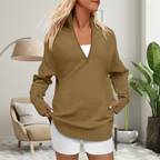 QUINN | Cozy Long Sleeve Quarter Zip Collared Pullover Sweater