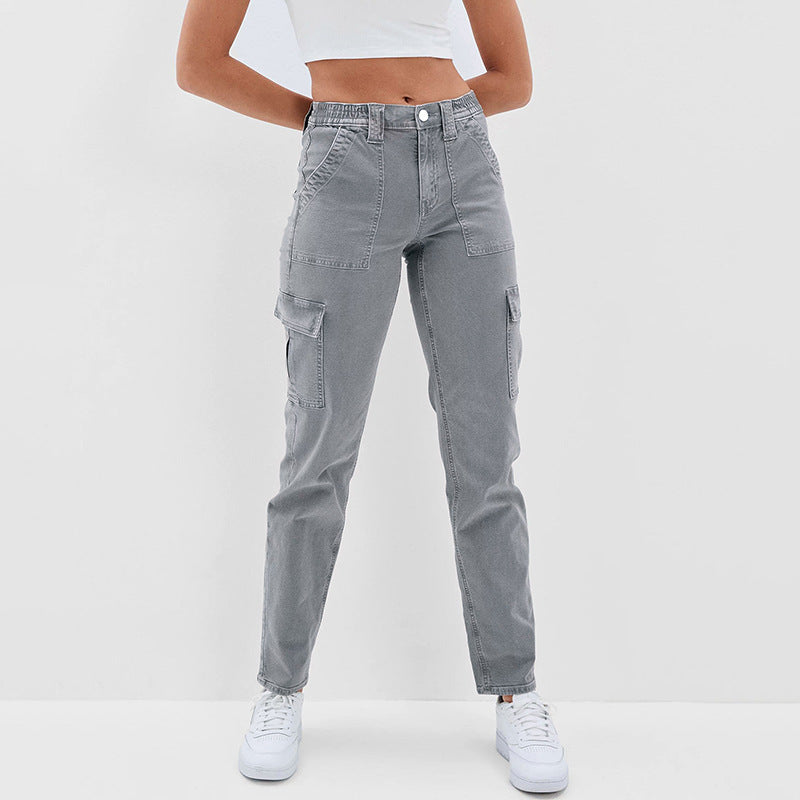 MARIS | High-Waist Straight-Leg Cargo Denim Jeans for Women
