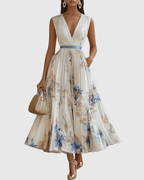 ROWELLA | Elegant Pleated Maxi Dress