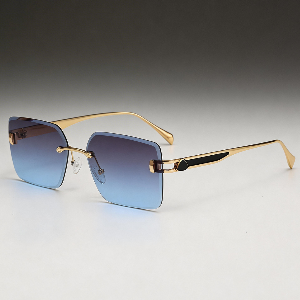 MILANO RIMLESS | Gold Rimless Square Sunglasses | UV400 Luxury