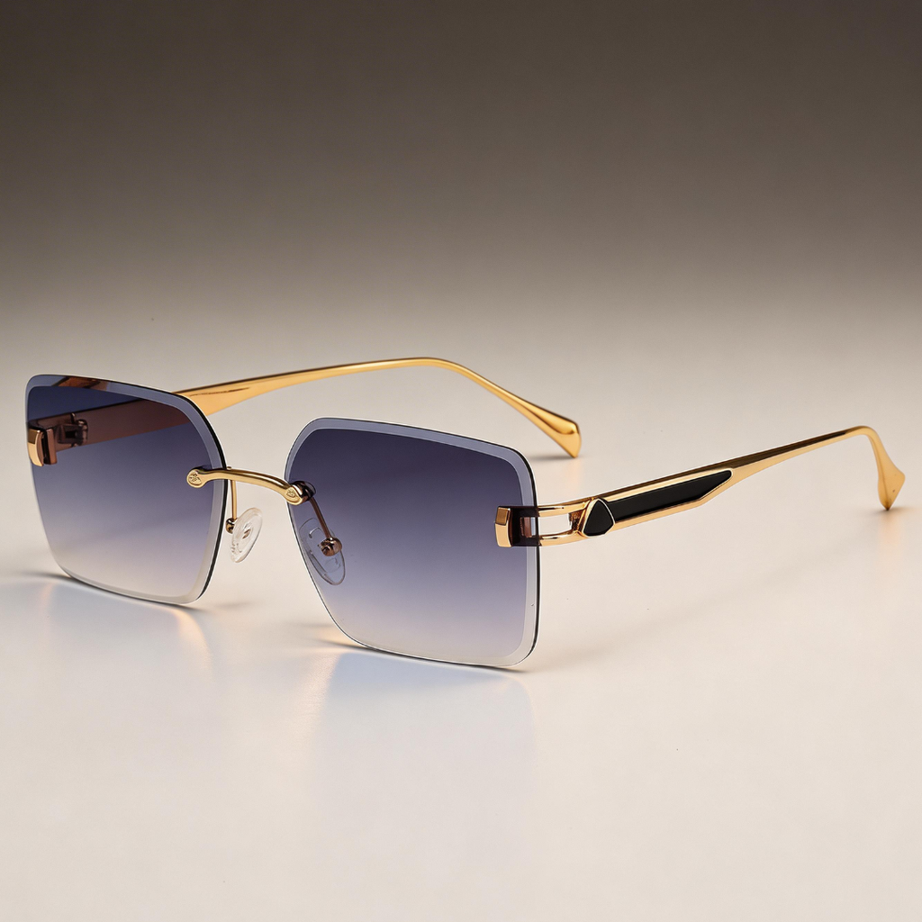 MILANO RIMLESS | Gold Rimless Square Sunglasses | UV400 Luxury