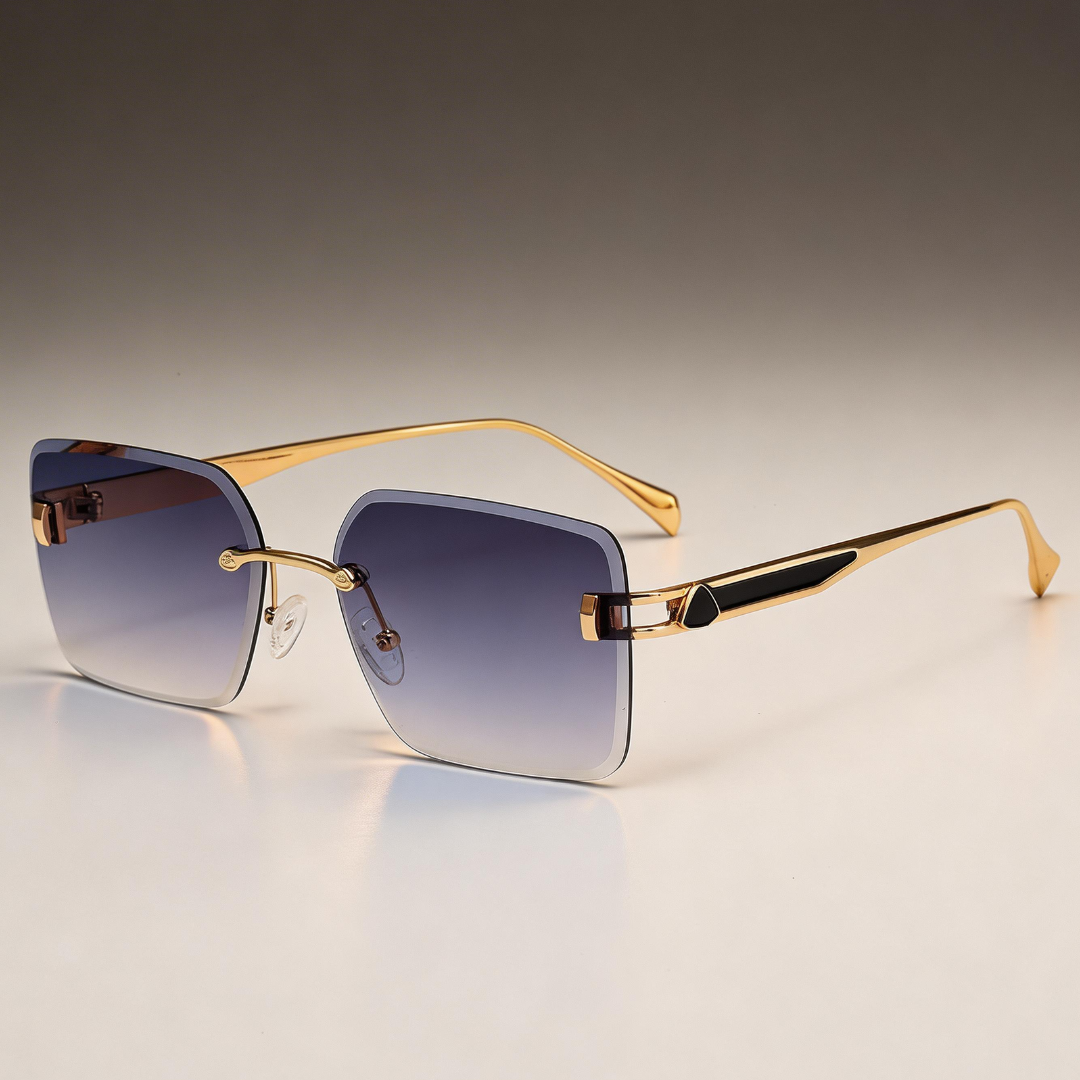 MILANO RIMLESS | Gold Rimless Square Sunglasses | UV400 Luxury