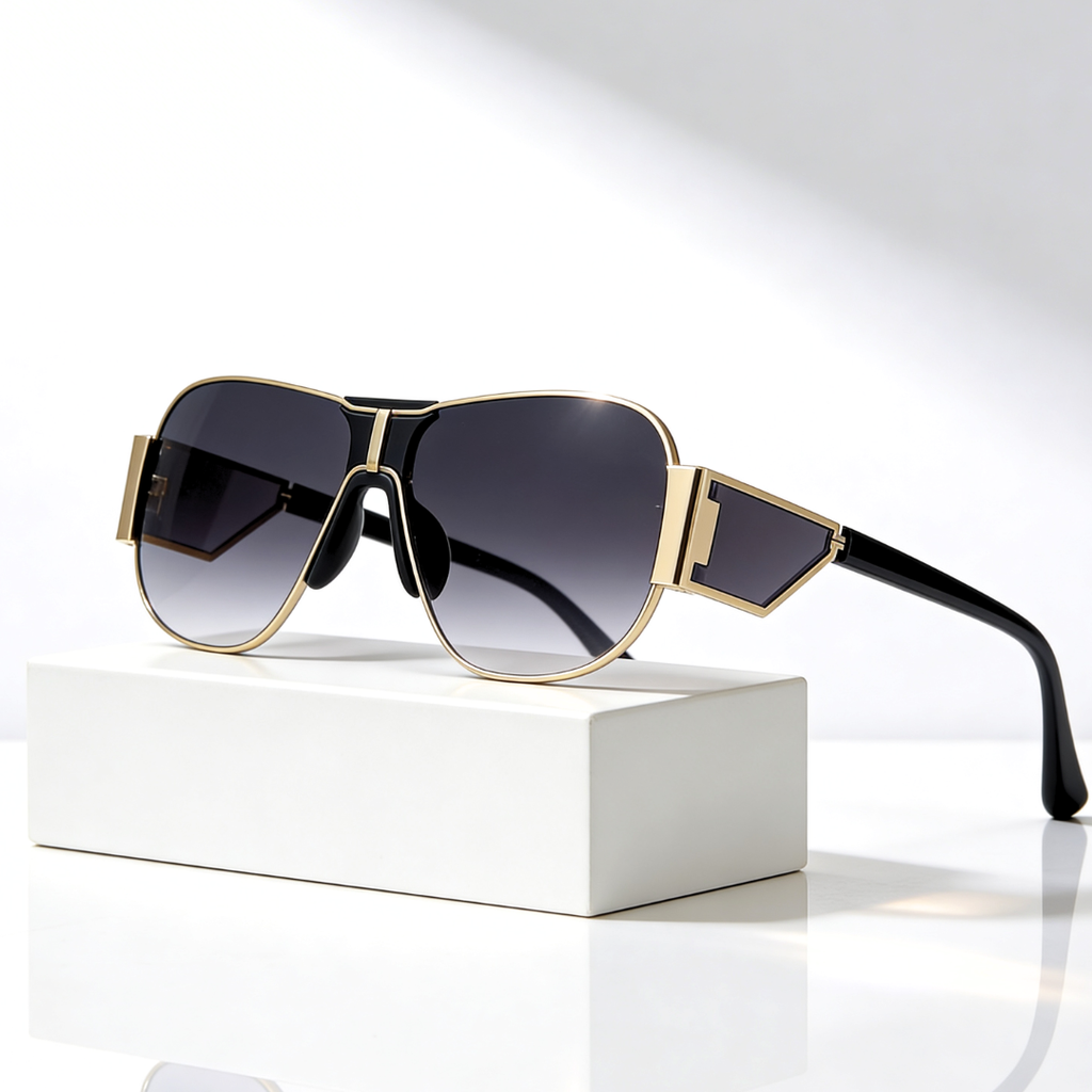 AMALFI SHIELD | Oversized Shield Aviator Sunglasses | UV400