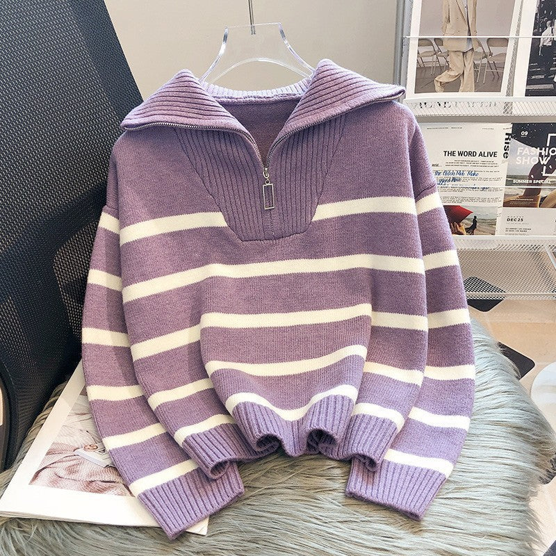 TIANA | Chic Striped Long Sleeve Collared Top