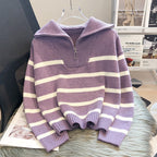 TIANA | Chic Striped Long Sleeve Collared Top