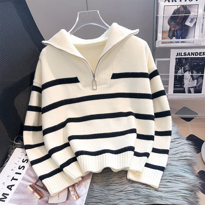 TIANA | Chic Striped Long Sleeve Collared Top