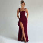 MARILYN | Elegant Formal Slip Maxi Dress with Open Back