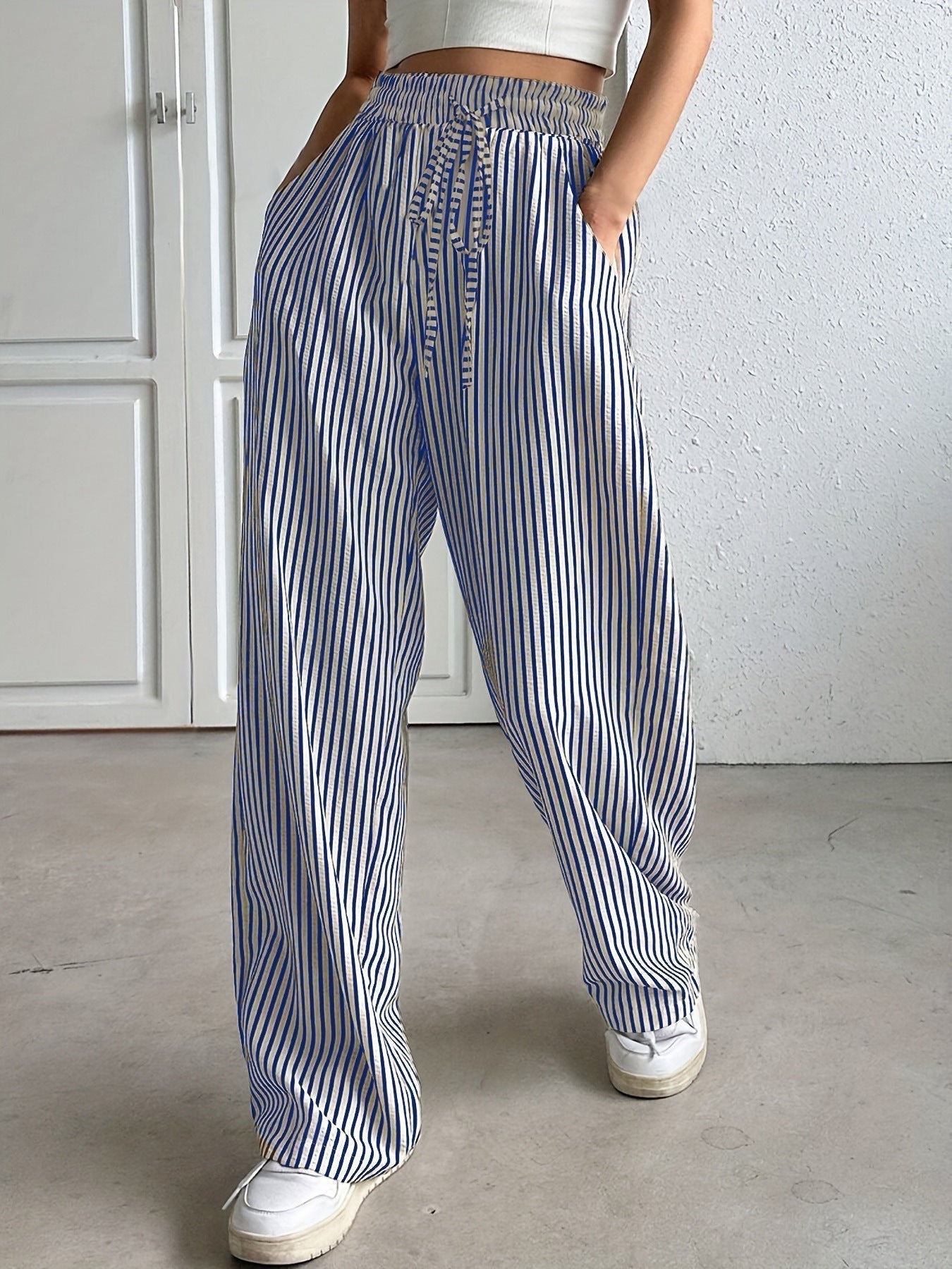 HOLLIS | Wide-Leg Striped Trousers