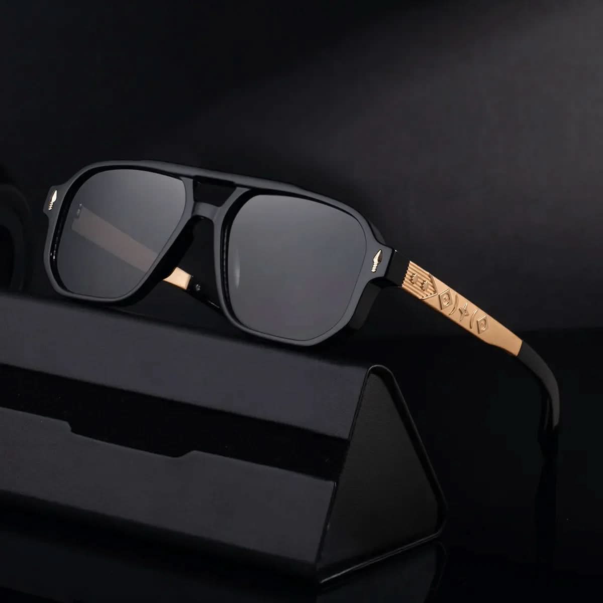 KAIRO CIPHER | Engraved Angular Sunglasses | UV400 No Logo