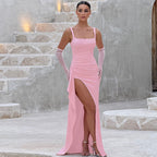 MARILYN | Elegant Formal Slip Maxi Dress with Open Back