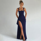 MARILYN | Elegant Formal Slip Maxi Dress with Open Back