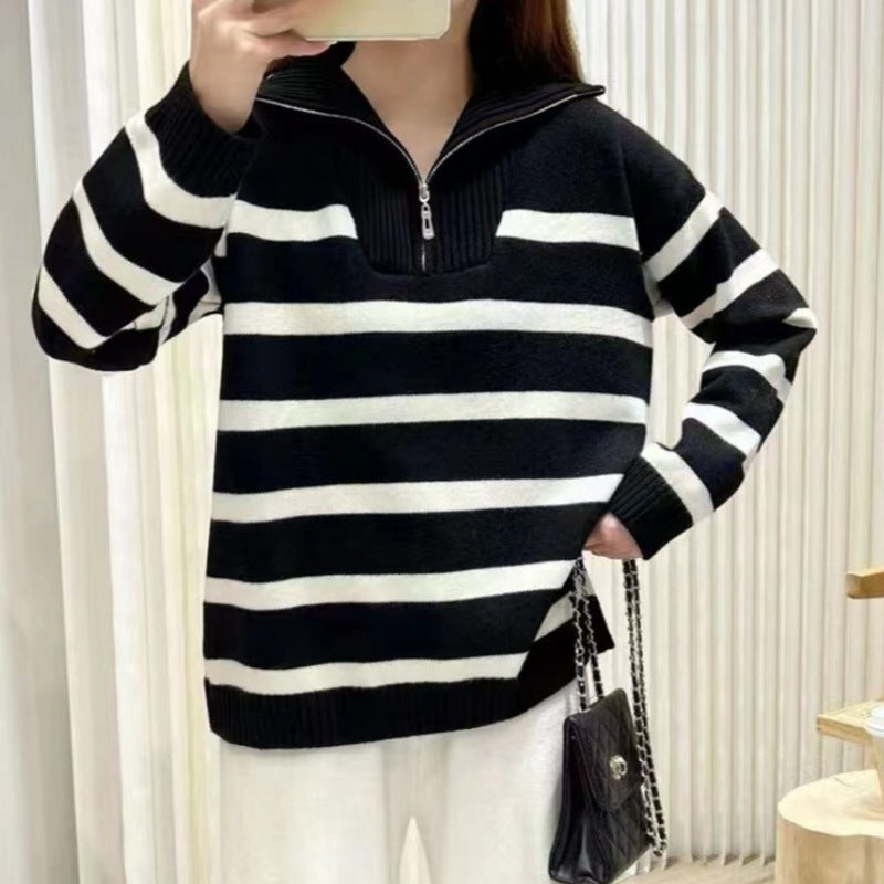 TIANA | Chic Striped Long Sleeve Collared Top