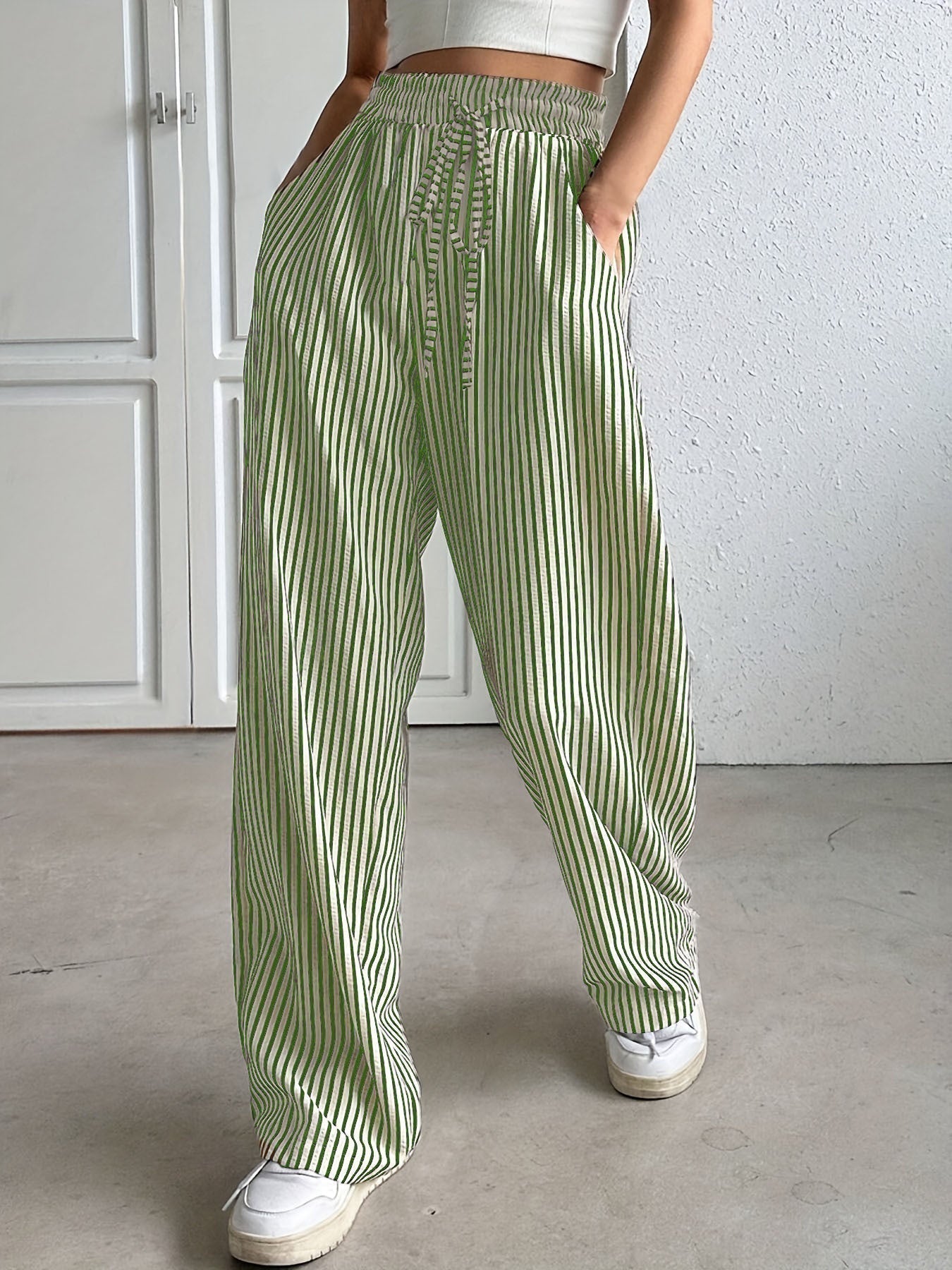 HOLLIS | Wide-Leg Striped Trousers
