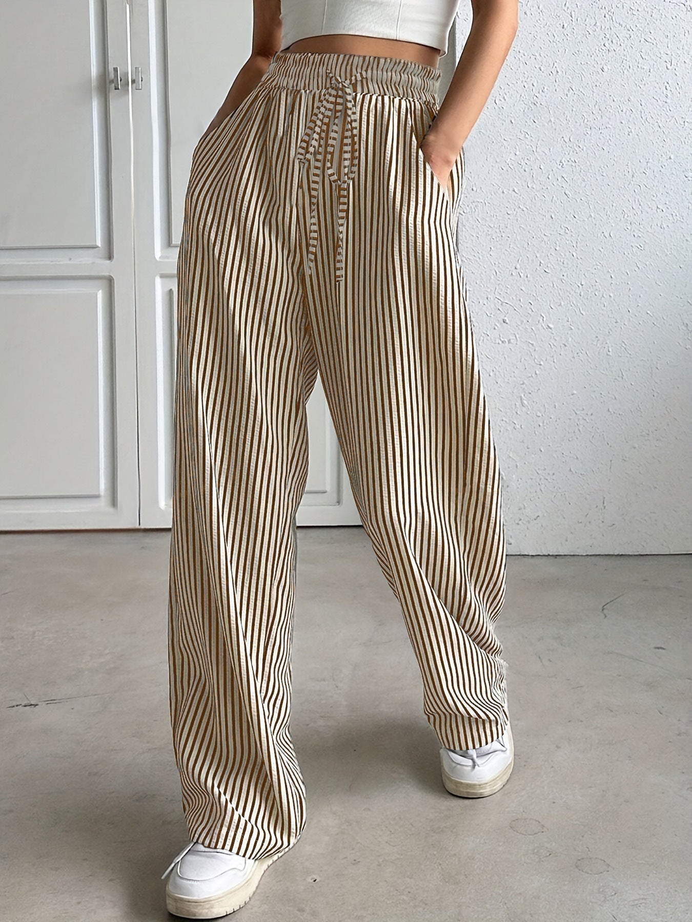 HOLLIS | Wide-Leg Striped Trousers