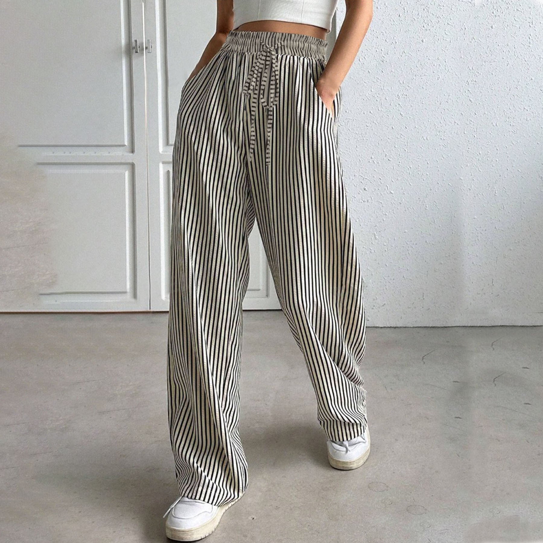 HOLLIS | Wide-Leg Striped Trousers