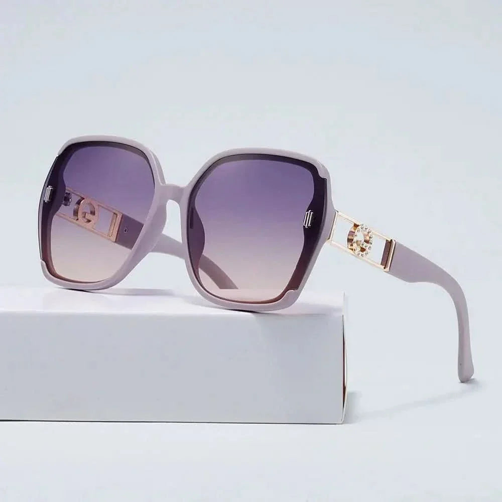 GIOVANNA CRYSTAL | Crystal Gold Oversized Sunglasses | UV400