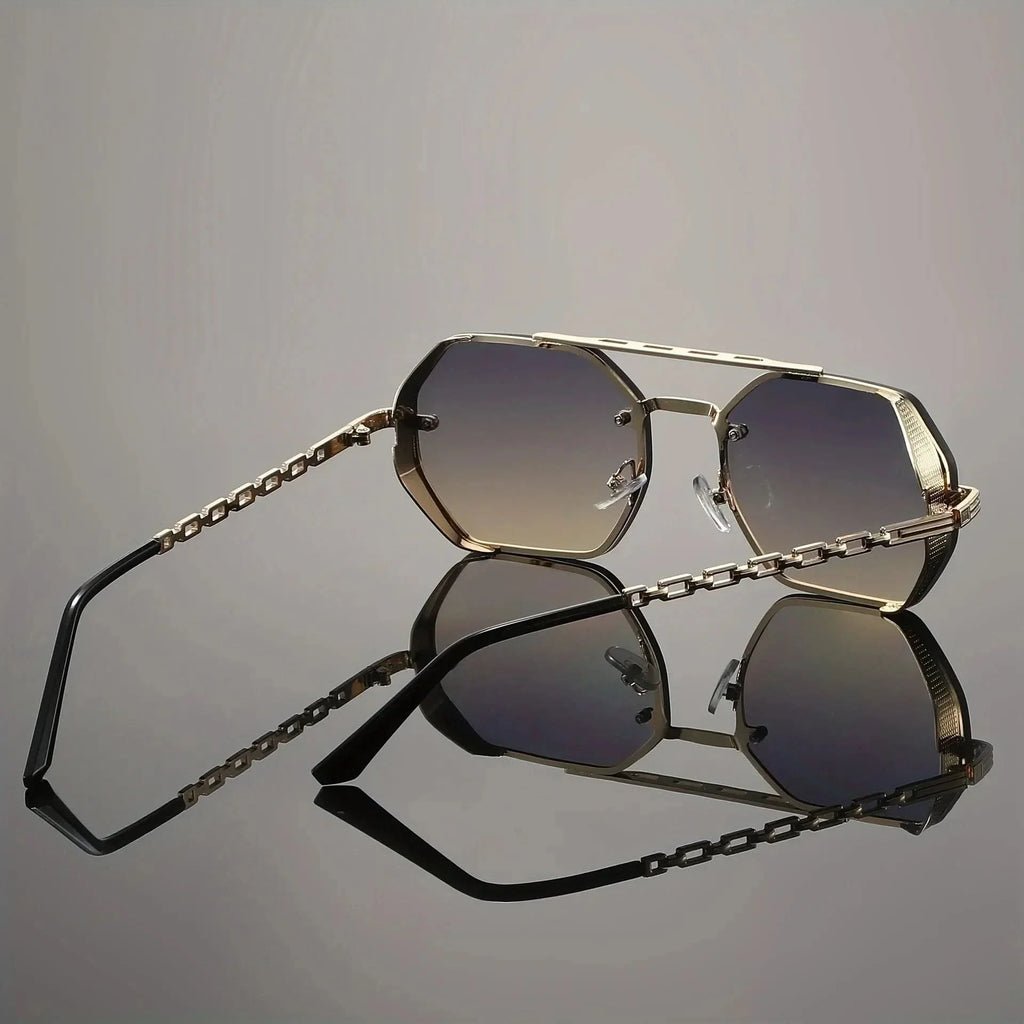 STORME CHAIN | Chain-Link Temple Octagonal Sunglasses | UV400