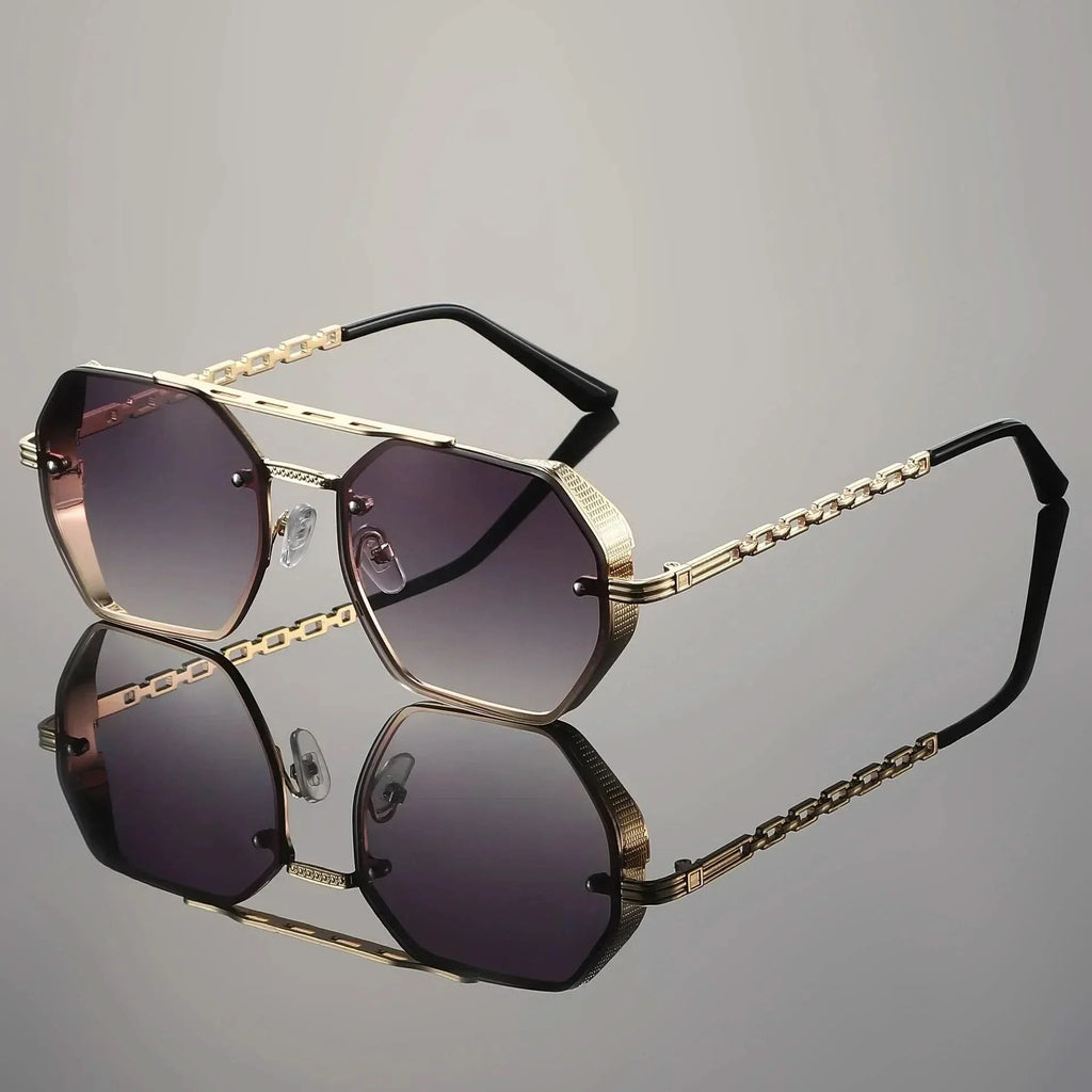 STORME CHAIN | Chain-Link Temple Octagonal Sunglasses | UV400