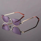 LYRA NOIR | Cat Eye Half-Rim Metal Sunglasses | UV400