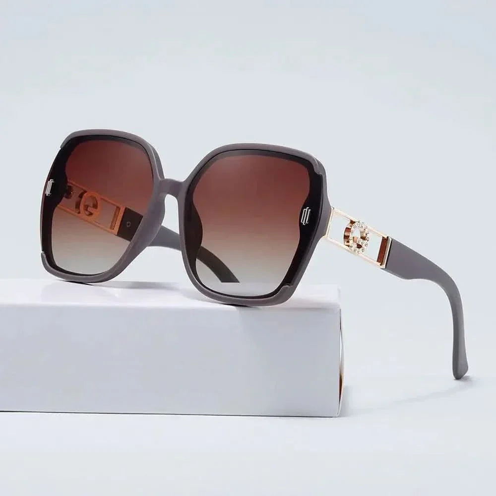 GIOVANNA CRYSTAL | Crystal Gold Oversized Sunglasses | UV400