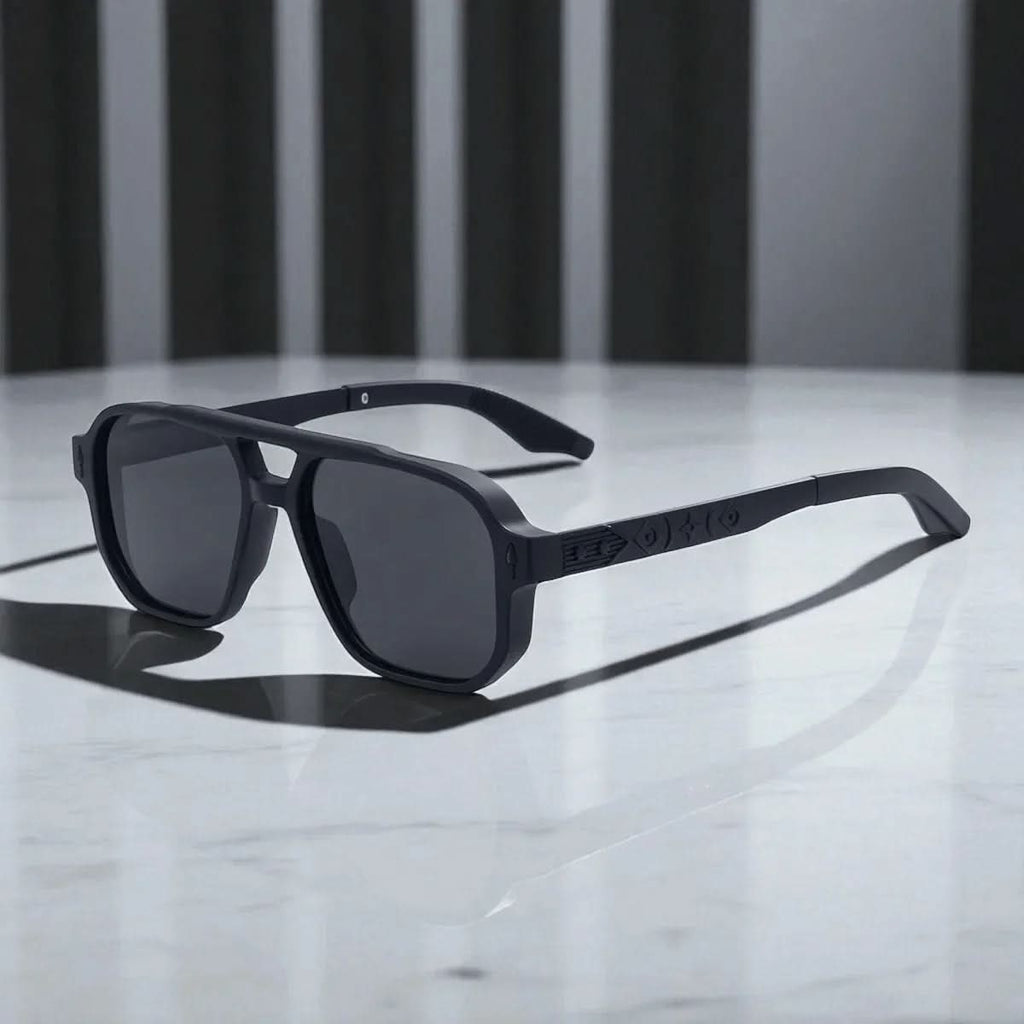 KAIRO CIPHER | Engraved Angular Sunglasses | UV400 No Logo