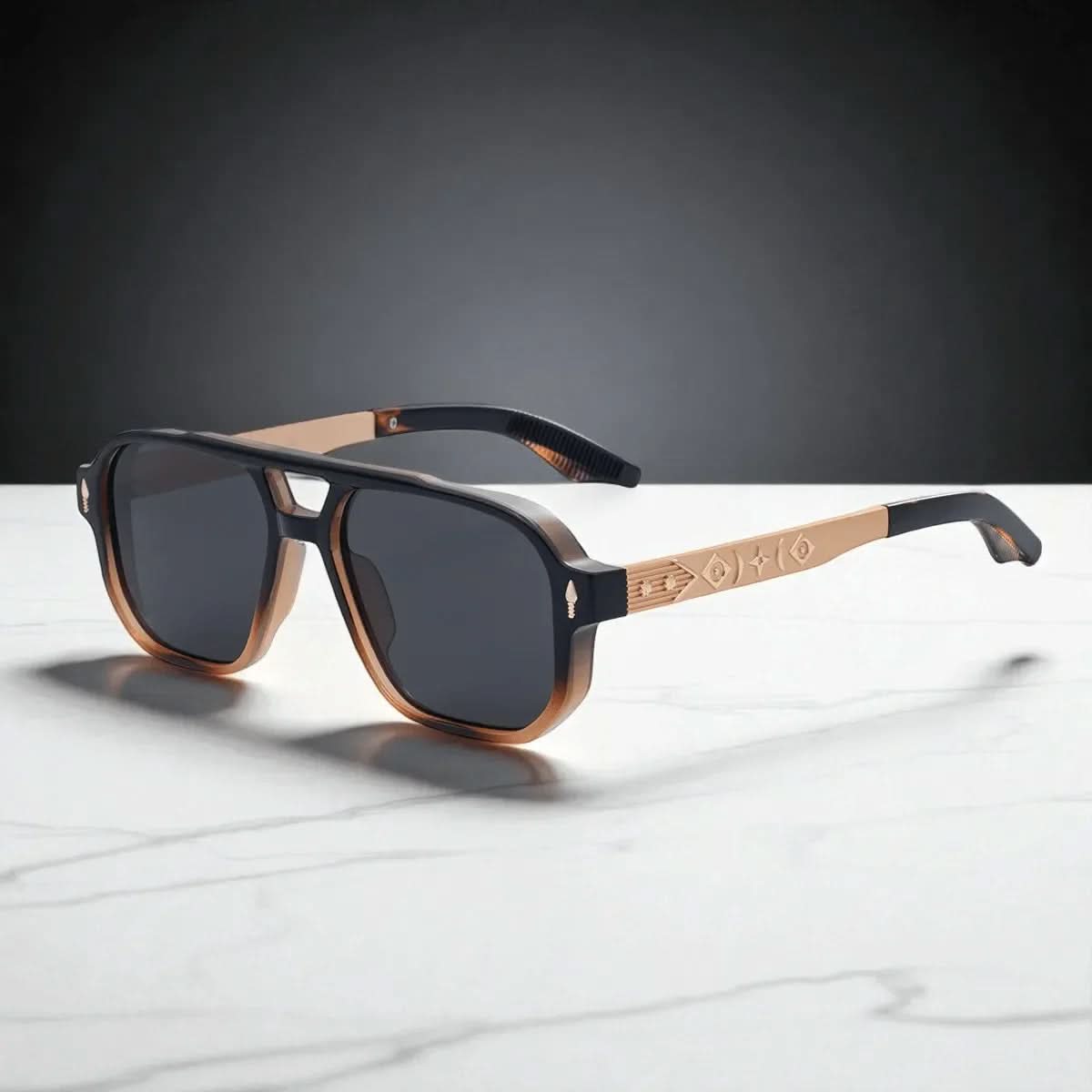 KAIRO CIPHER | Engraved Angular Sunglasses | UV400 No Logo