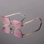 LYRA NOIR | Cat Eye Half-Rim Metal Sunglasses | UV400