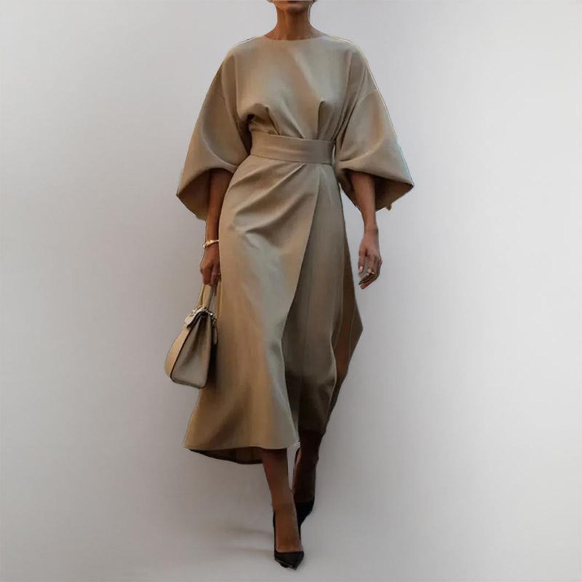 ELDRA | Satin Feel Batwing Sleeve Maxi Dress